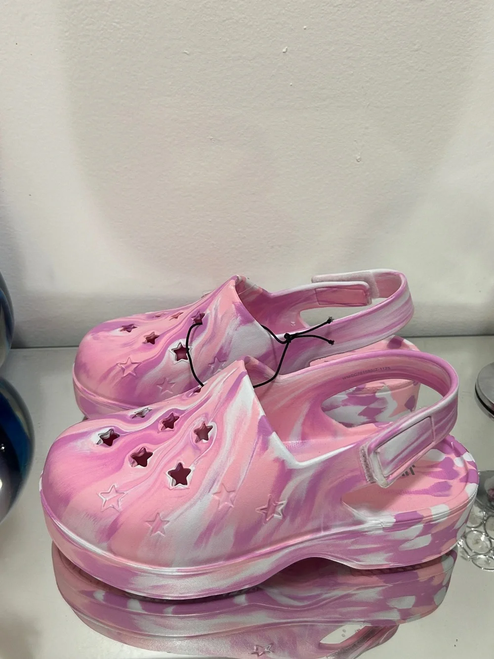 Justice Girls Clogs Size 13 Pink Purple Marble Star Cutout NWT